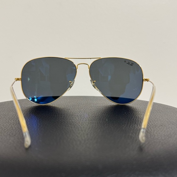 Unisex Ray-Ban Black and Gold Aviator Sunglasses - Picture 3 of 6